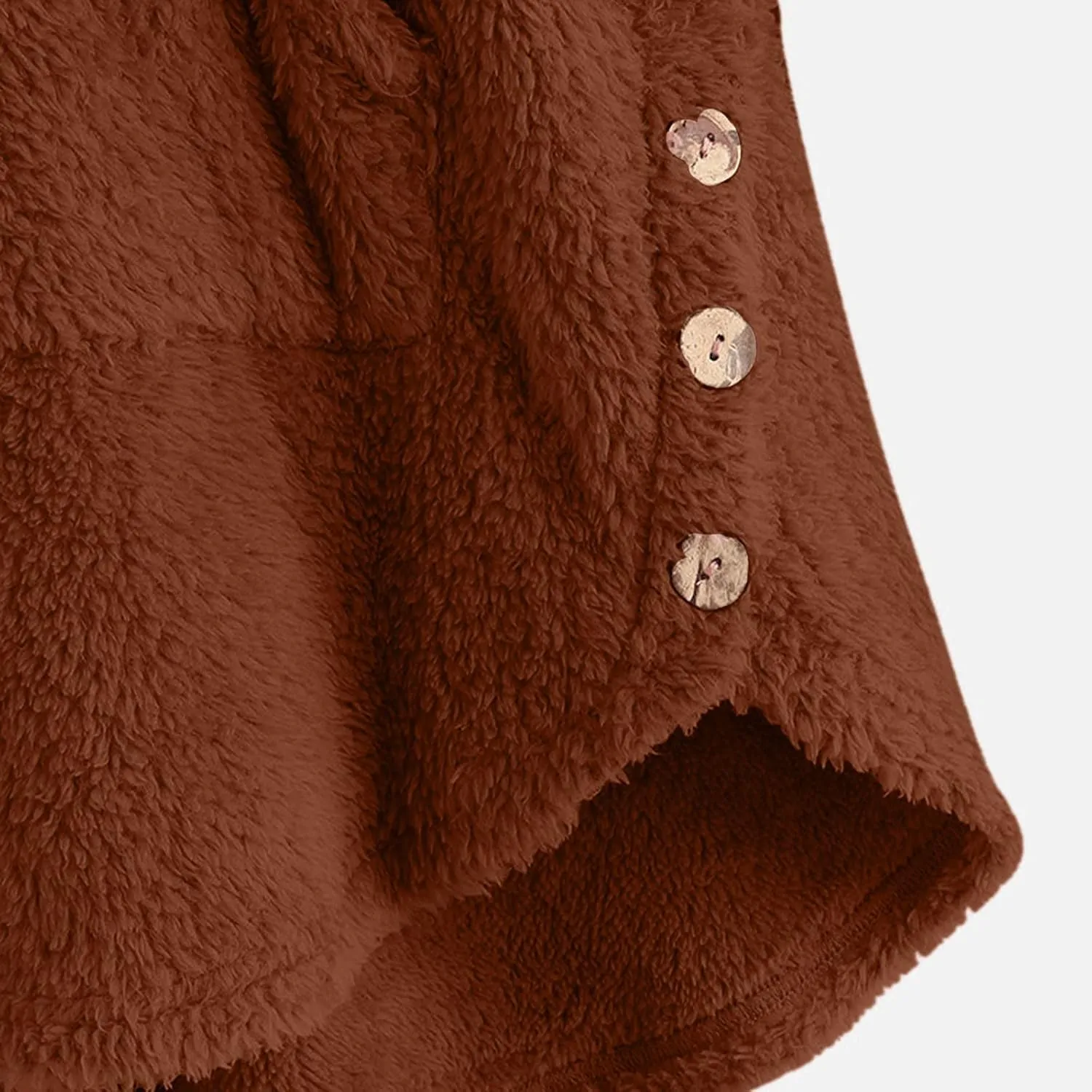 Women's Fuzzy Warm Pullover Tops Button Down Long Sleeve Hooded Sweatshirts Fluffy Soft Fleece Jackets Sweaters