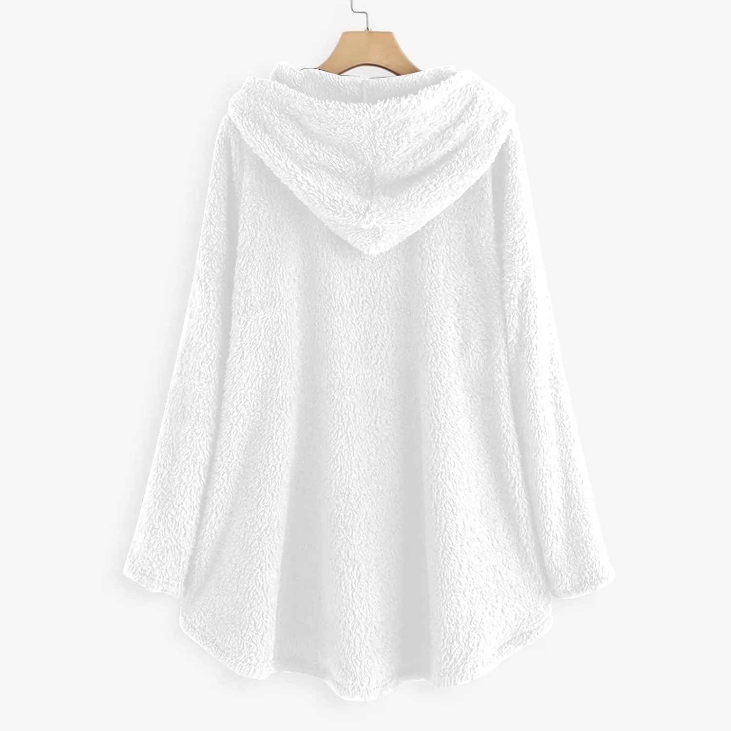Women's Fuzzy Warm Pullover Tops Button Down Long Sleeve Hooded Sweatshirts Fluffy Soft Fleece Jackets Sweaters