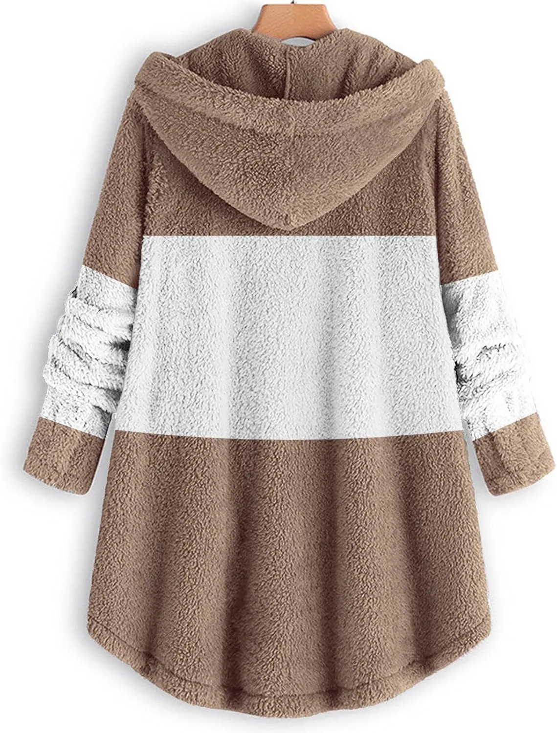Women's Fuzzy Warm Pullover Tops Button Down Long Sleeve Hooded Sweatshirts Fluffy Soft Fleece Jackets Sweaters