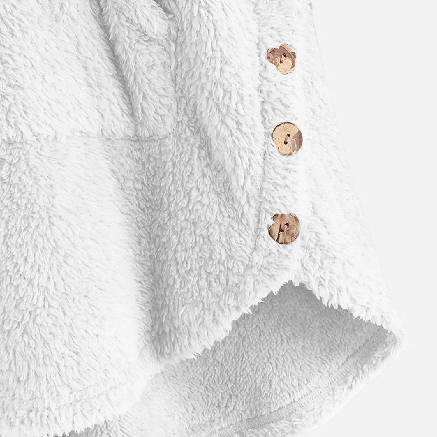Women's Fuzzy Warm Pullover Tops Button Down Long Sleeve Hooded Sweatshirts Fluffy Soft Fleece Jackets Sweaters