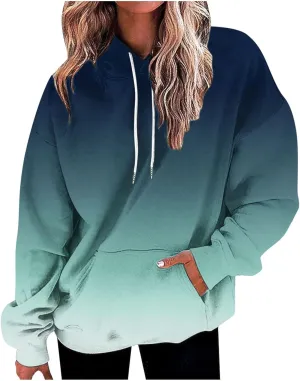 Womens Gardient Print Oversized Sweatshirt Long Sleeve Hoodies Tops Teen Girls Y2K Clothes Trendy Fall Outfits