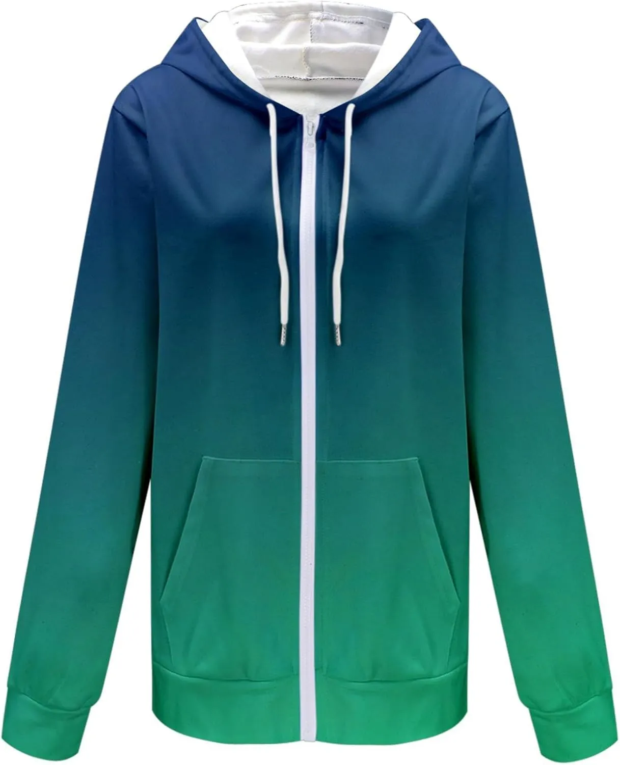 Womens Hoodies Oversized Sweatshirts Pullover Fashion Autumn And Winter Color Gradient Printing Casual Pockets Long