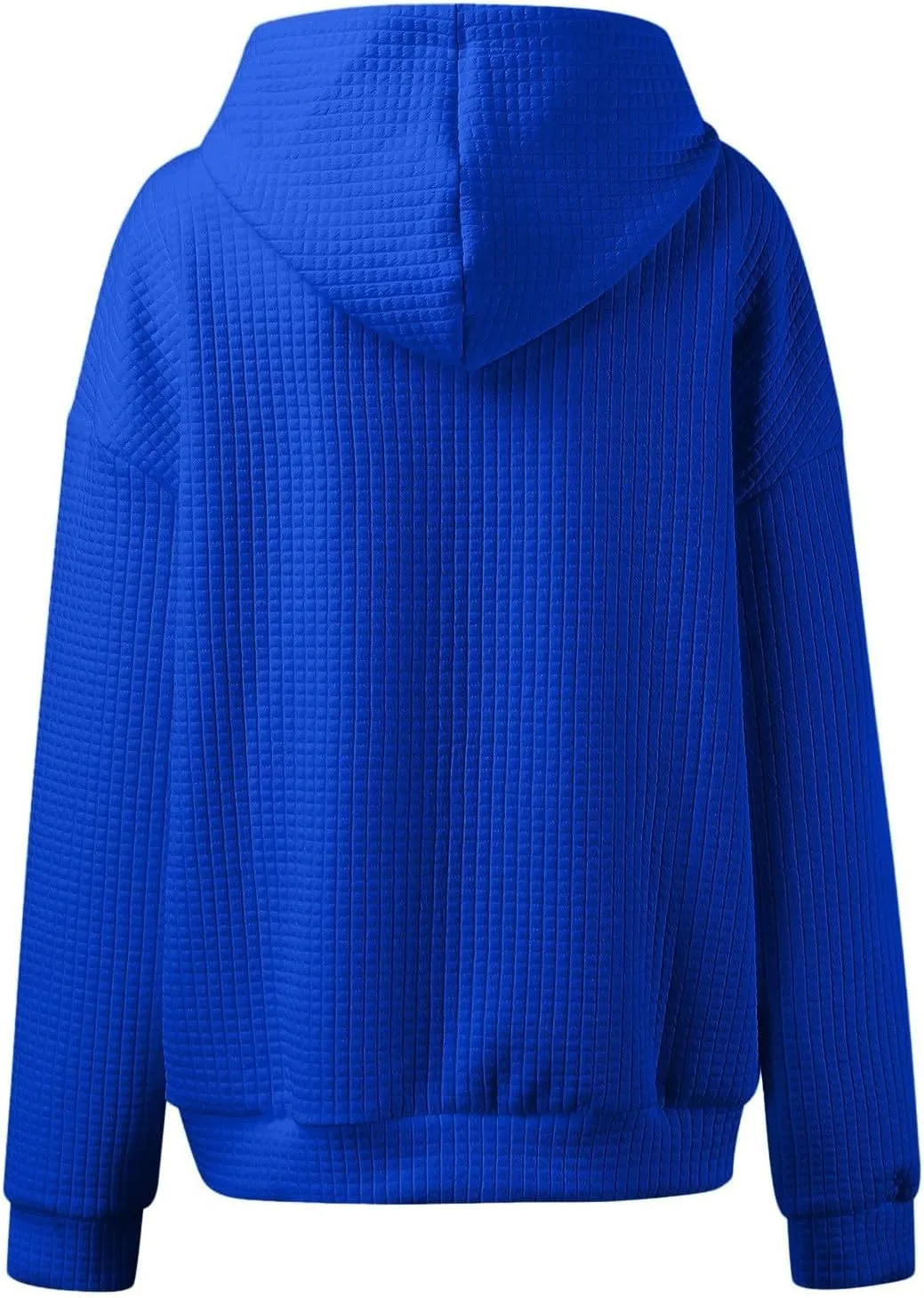 Womens Hoodies Waffle Knit Pullover Tops Loose Hoodie Casual Long Sleeve Drawstring Sweatshirt with Kangaroo Pocket