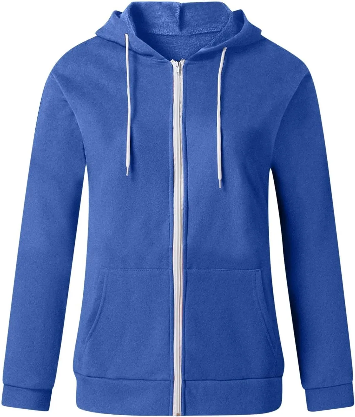 Womens Hoodies Zip Up Long Sleeve Fall Oversized Sweatshirts Fleece Soft Jacket With Pockets 2024 Fashion Clothes
