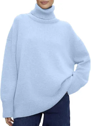 Women's Knit Sweater Casual Turtleneck Long Sleeve Pullover 2024 Fall Winter Chunky Warm Jumper Tops Trendy Clothing
