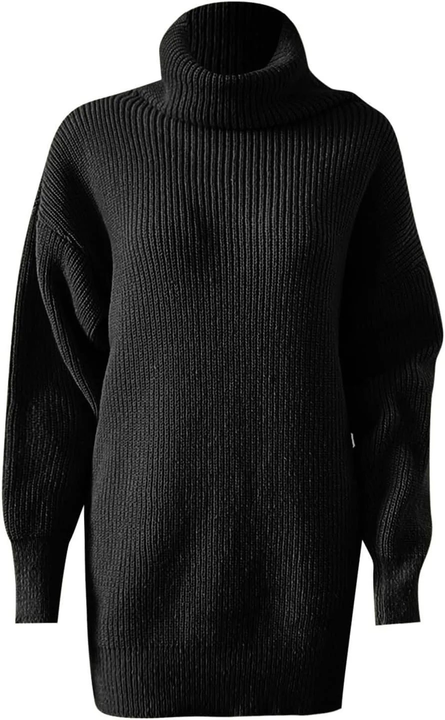 Women's Knit Sweater Casual Turtleneck Long Sleeve Pullover 2024 Fall Winter Chunky Warm Jumper Tops Trendy Clothing