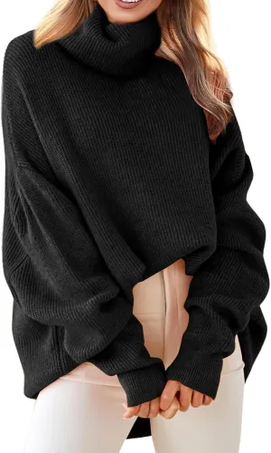 Women's Knit Sweater Casual Turtleneck Long Sleeve Pullover 2024 Fall Winter Chunky Warm Jumper Tops Trendy Clothing