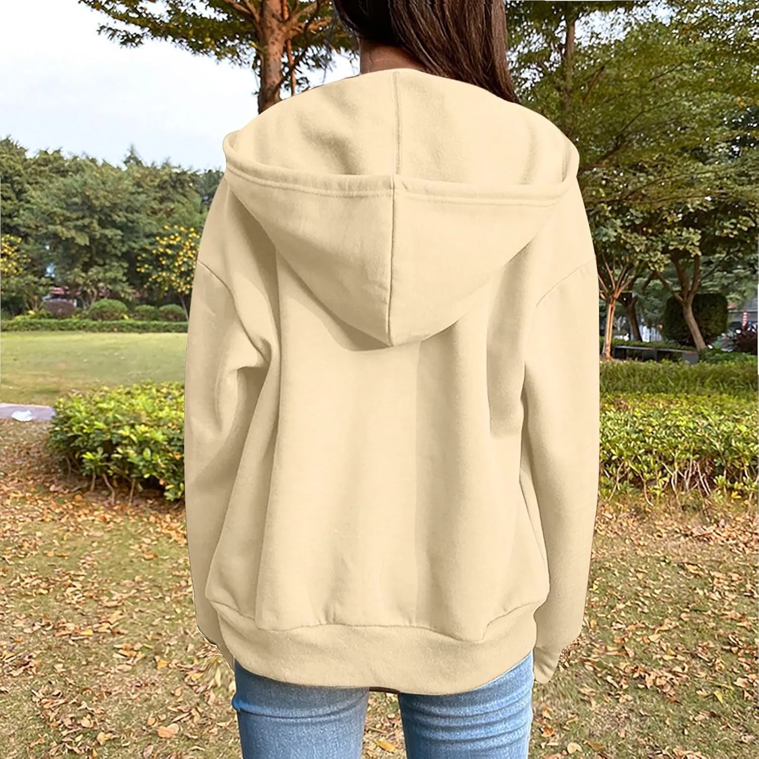 Women's Lightweight Hoodies Full Zip Up Oversized Sweatshirts with Pockets Long Sleeve Soft Hooded Jackets