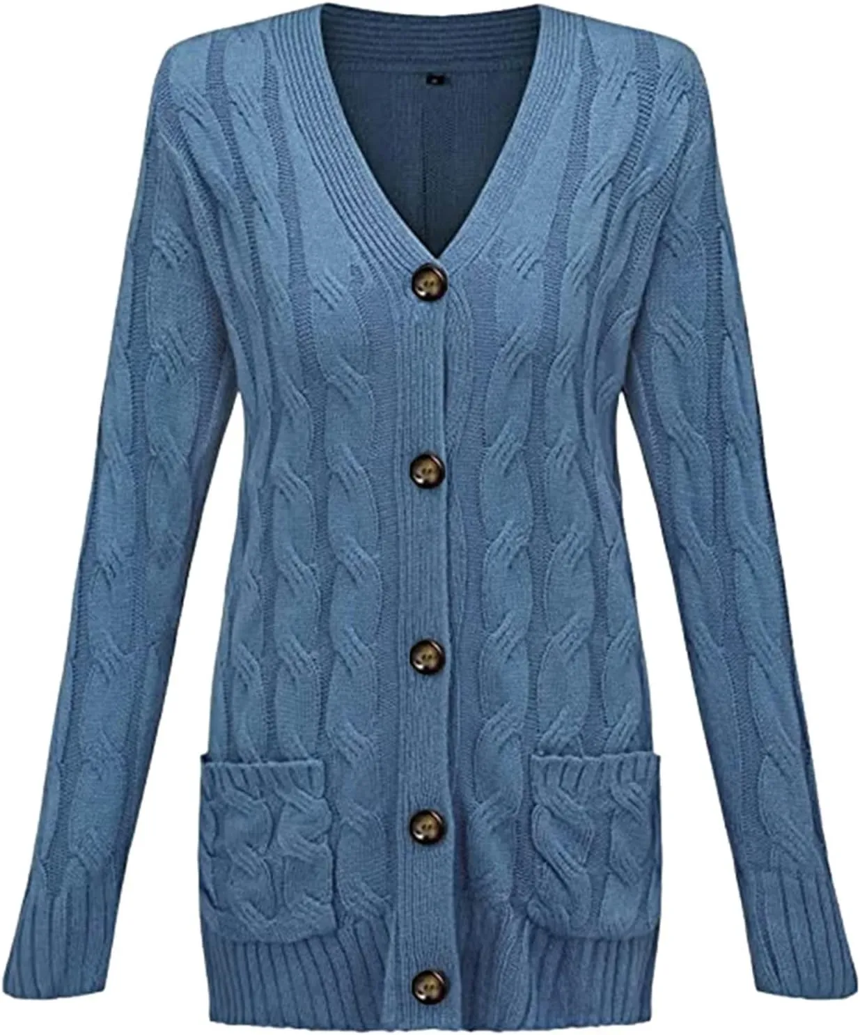 Womens Long Cardigan Sweaters Cable Knit Long Sleeve Cardigan Chunky Open Front Button Sweaters Fall Outfits 2024