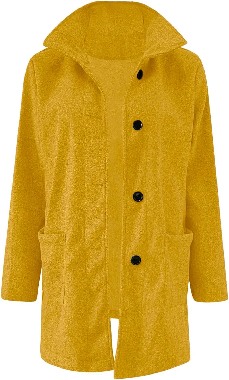 Women's Long Pea Coats Winter Stand Collar Breasted Single Wool Coats Wool Blend Peacoat Thicken Blazer Jackets