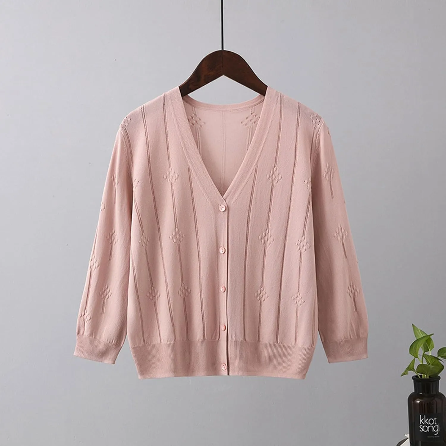 Women's Long Sleeve Button Down Knit Cardigan Sweaters V-Neck Open Front Outerwear Fall Casual Loose Cardigans