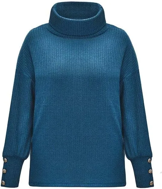 Women's Long Sleeve Turtleneck Cozy Knit Sweater,Casual Loose Pullover Jumper Tops