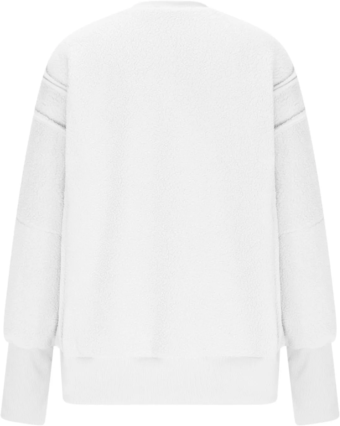 Womens Long Sleeve Warm Fuzzy Sweatshirts Sherpa Fleece Sweatshirt Drop Shoulder Casual Fashion Crewneck Sweaters
