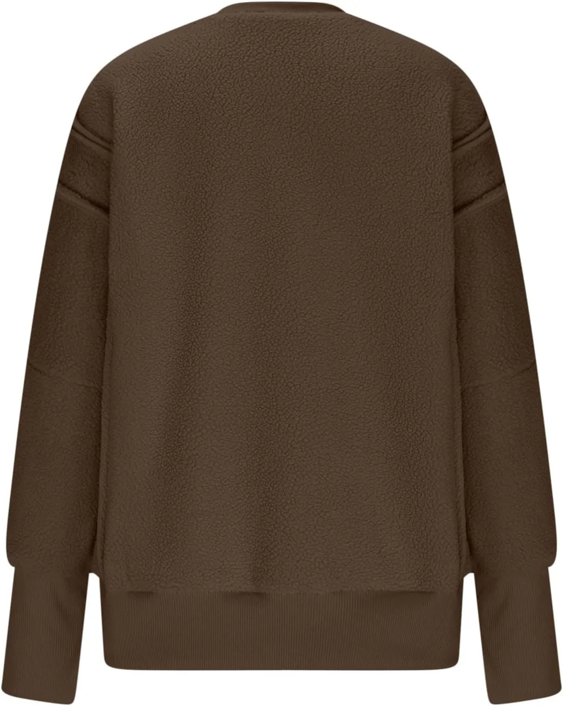 Womens Long Sleeve Warm Fuzzy Sweatshirts Sherpa Fleece Sweatshirt Drop Shoulder Casual Fashion Crewneck Sweaters