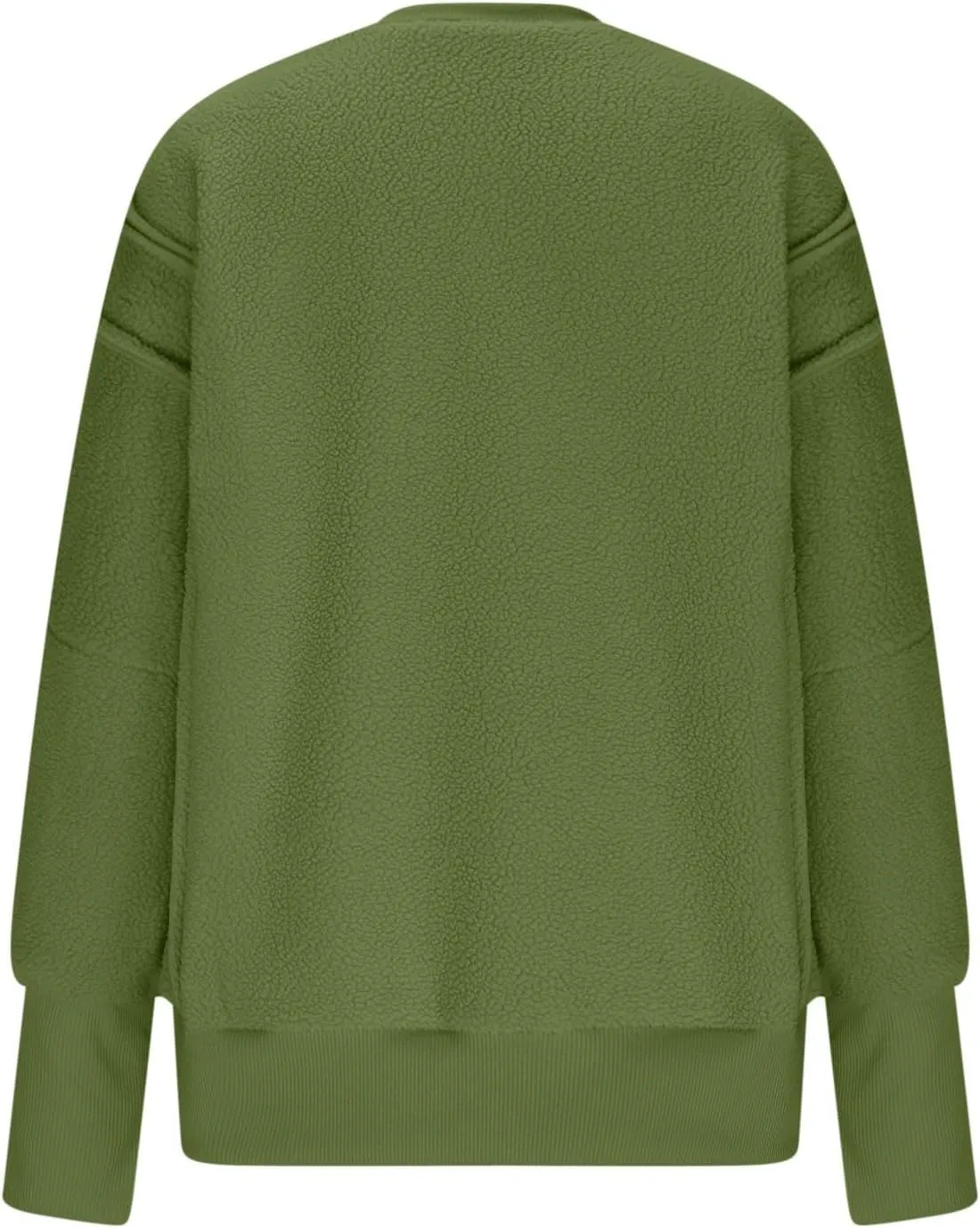 Womens Long Sleeve Warm Fuzzy Sweatshirts Sherpa Fleece Sweatshirt Drop Shoulder Casual Fashion Crewneck Sweaters