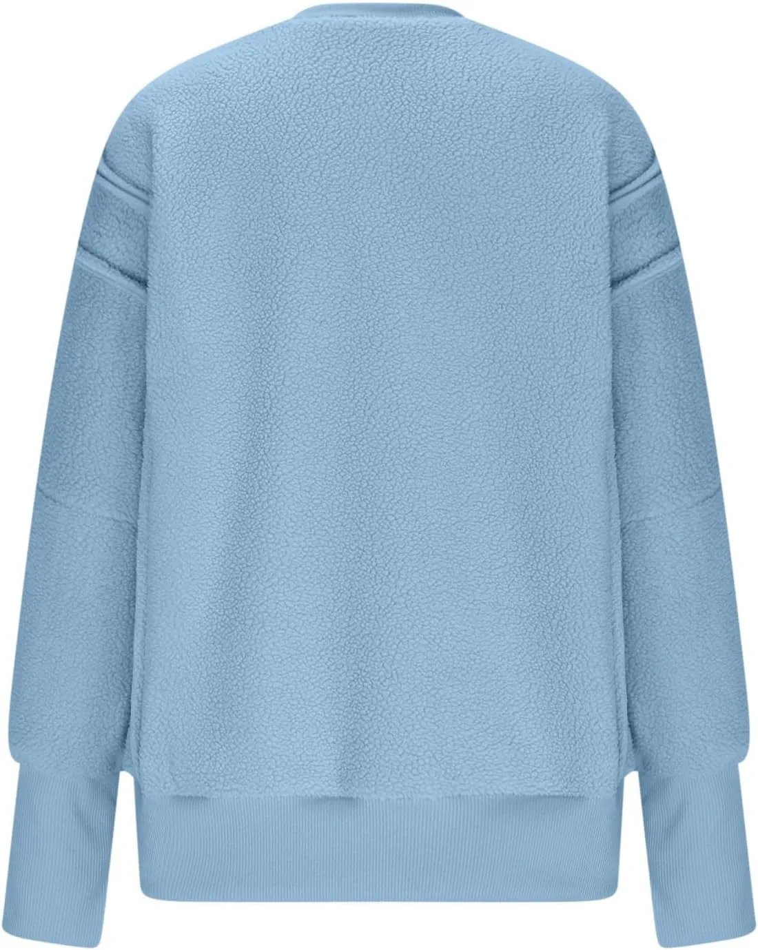Womens Long Sleeve Warm Fuzzy Sweatshirts Sherpa Fleece Sweatshirt Drop Shoulder Casual Fashion Crewneck Sweaters