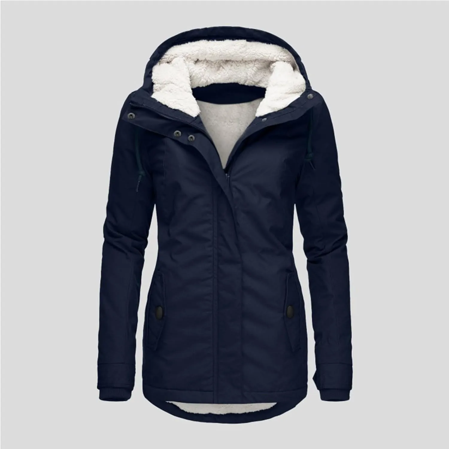 Womens Mid Length Down Coat Fleece Lined Hooded Puffer Jacket Soft Comfy Long Sleeve Quilted Coats Winter Warm Outfits