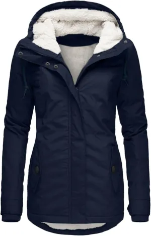 Womens Mid Length Down Coat Fleece Lined Hooded Puffer Jacket Soft Comfy Long Sleeve Quilted Coats Winter Warm Outfits