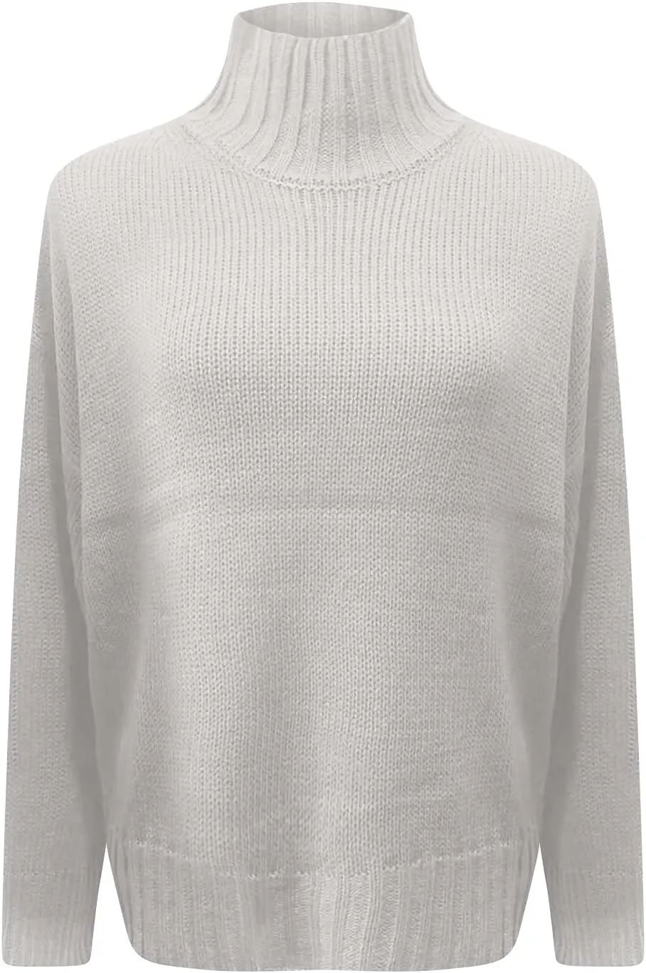 Women's Mock Neck Long Sleeve Soft Knit Pullover Sweater Tops 2024 Fall Turtleneck Ribbed Knit Casual Soft Jumper