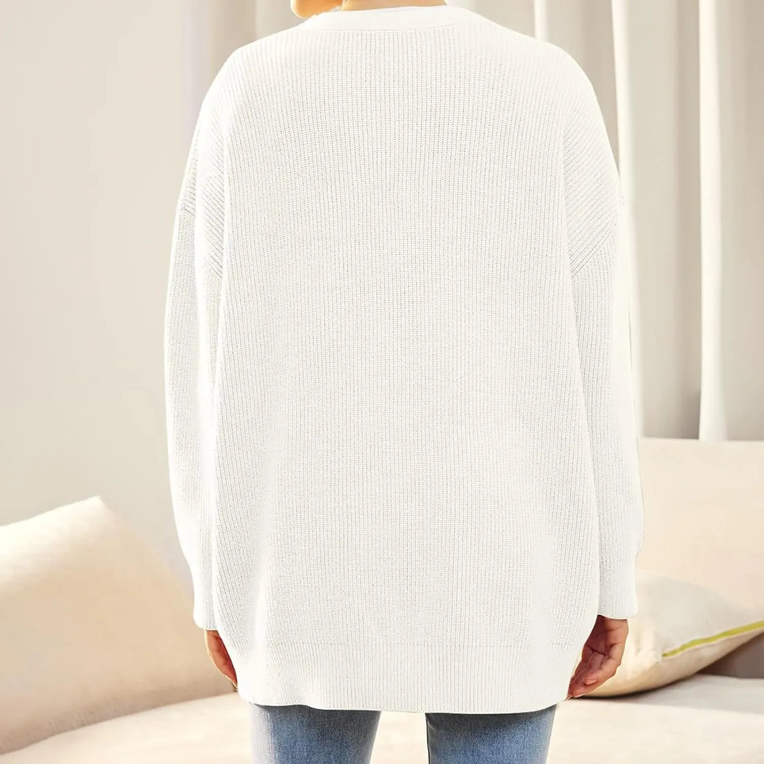 Women's Oversized Cable Knit Sweaters Long Sleeve Button up Chunky Cardigan Casual Fashion Outwear