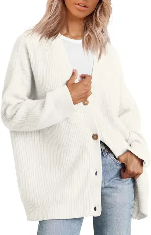 Women's Oversized Cable Knit Sweaters Long Sleeve Button up Chunky Cardigan Casual Fashion Outwear