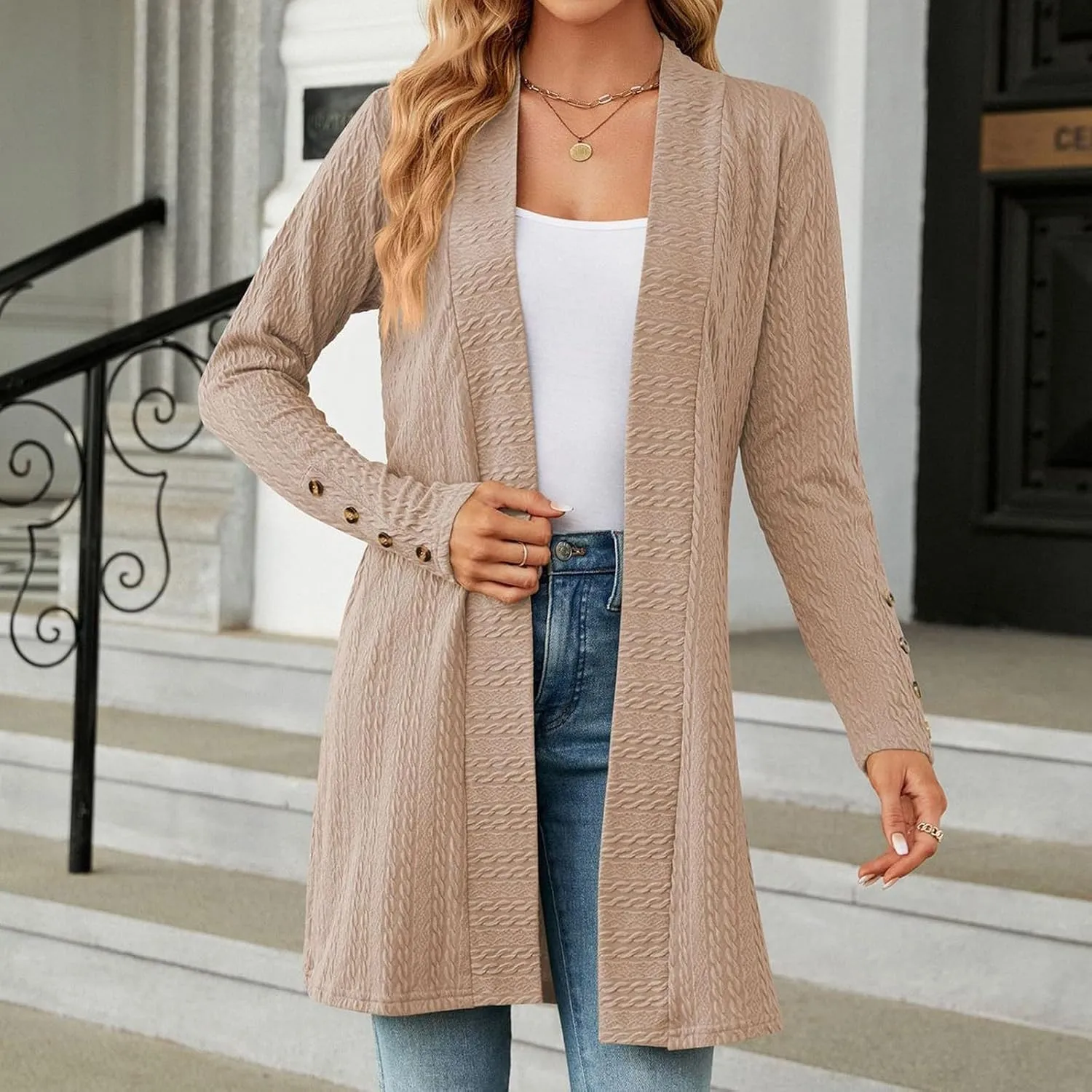 Womens Oversized Cardigans Knit Open Front Sweater Loose Outerwear Coats Fall Fashion 2024 Work Clothes for Women