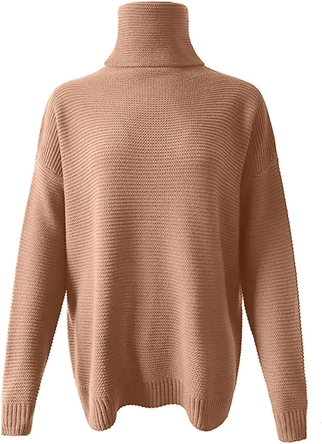 Women's Oversized Chunky Knit Sweater Turtleneck Long Sleeve Solid Sweatshirt Casual Loose Comfort Spilt Pullover