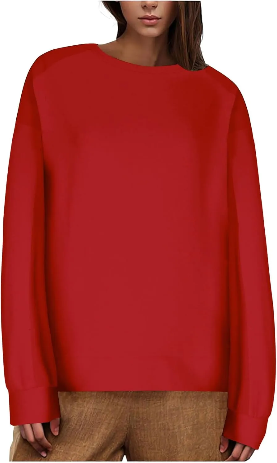 Womens Oversized Crewneck Sweatshirts Long Sleeve High Low Pullover Tops Fall Fashion Tops Winter Comfy Clothes 2024
