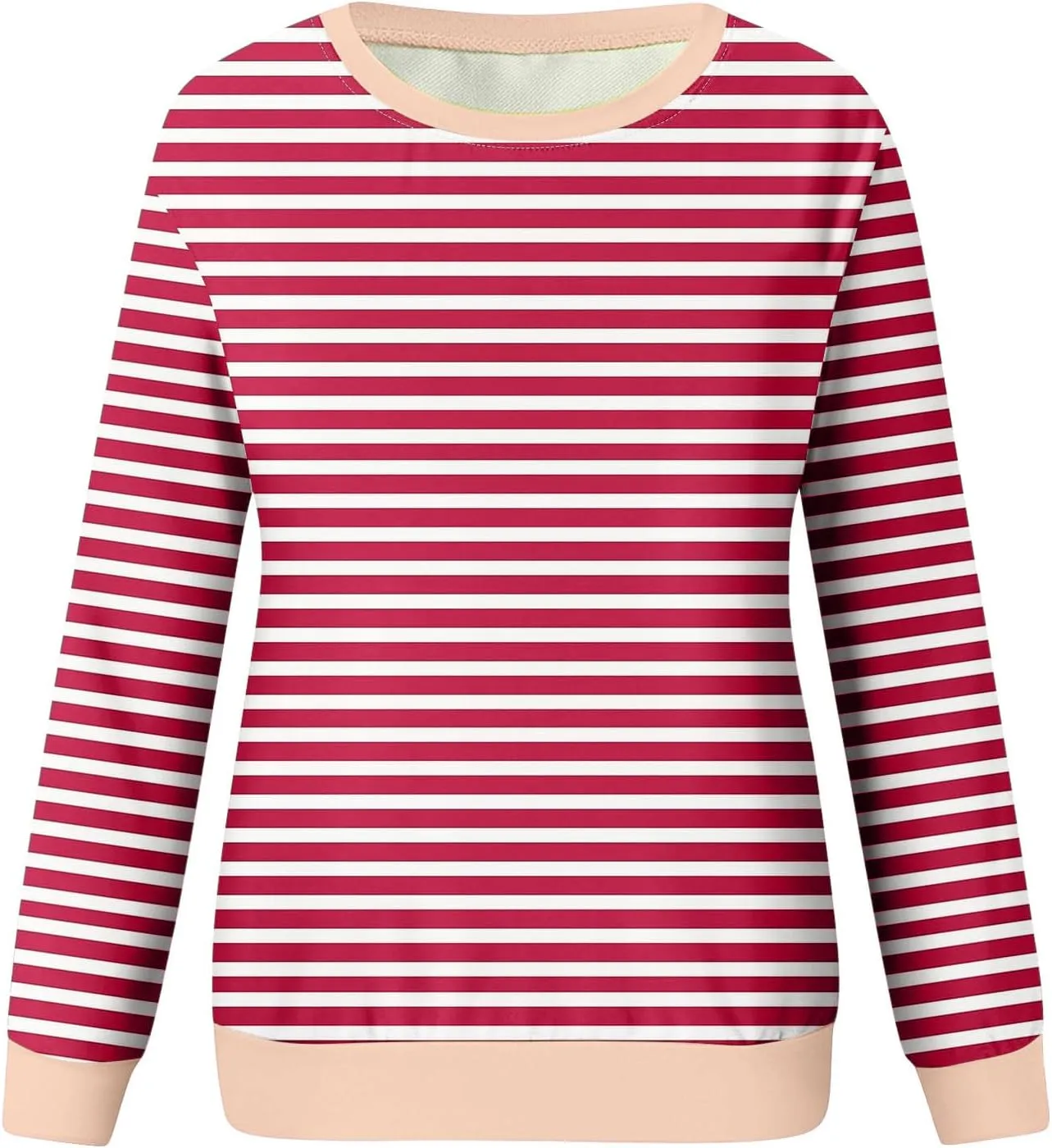 Womens Oversized Hoodless Sweatshirts Striped Long Sleeve Crewneck 2024 Trendy Fall Outfits Pullover Y2K Tops