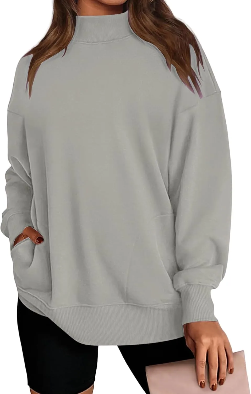Womens Oversized Sweatshirt Turtleneck Long Sleeve Sweater Casual Loose Fit Pullover Fall Winter Clothes with Pocket