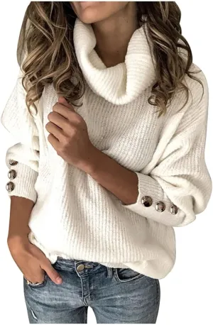 Women's Oversized Turtleneck Chunky Pullover Sweaters Cowl Neck Winter Slouchy Loose Fit Knit Long Sleeve Knitwear