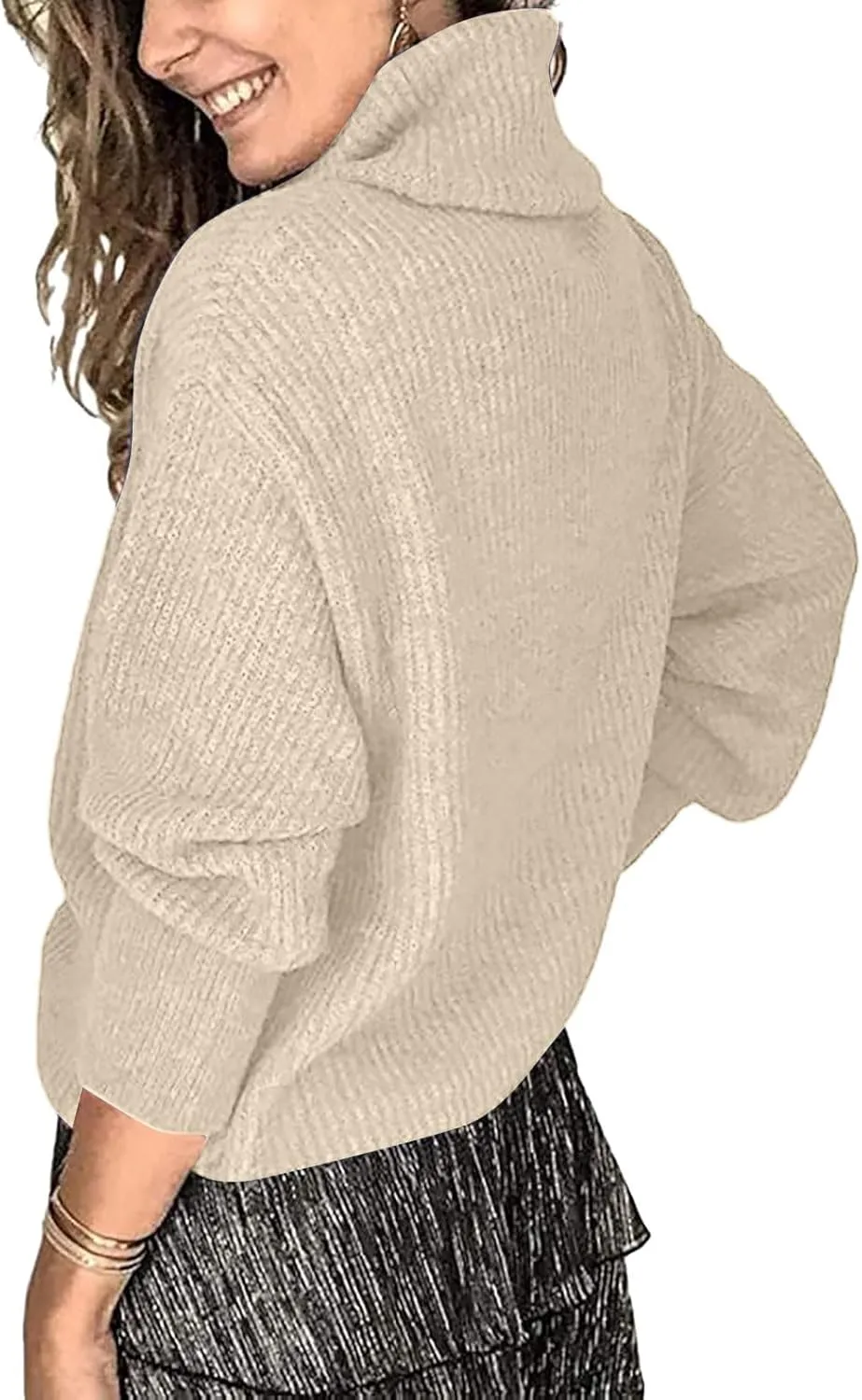 Women's Oversized Turtleneck Pullover Sweaters Cowl Neck Long Sleeve Winter Slouchy Loose Chunky Knit Sweaters