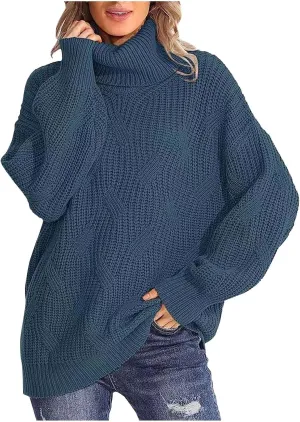Womens Oversized Turtleneck Sweater Chunky Long Sleeve Ribbed Knit Pullover Jumper Top Fall Winter Warm Outwear