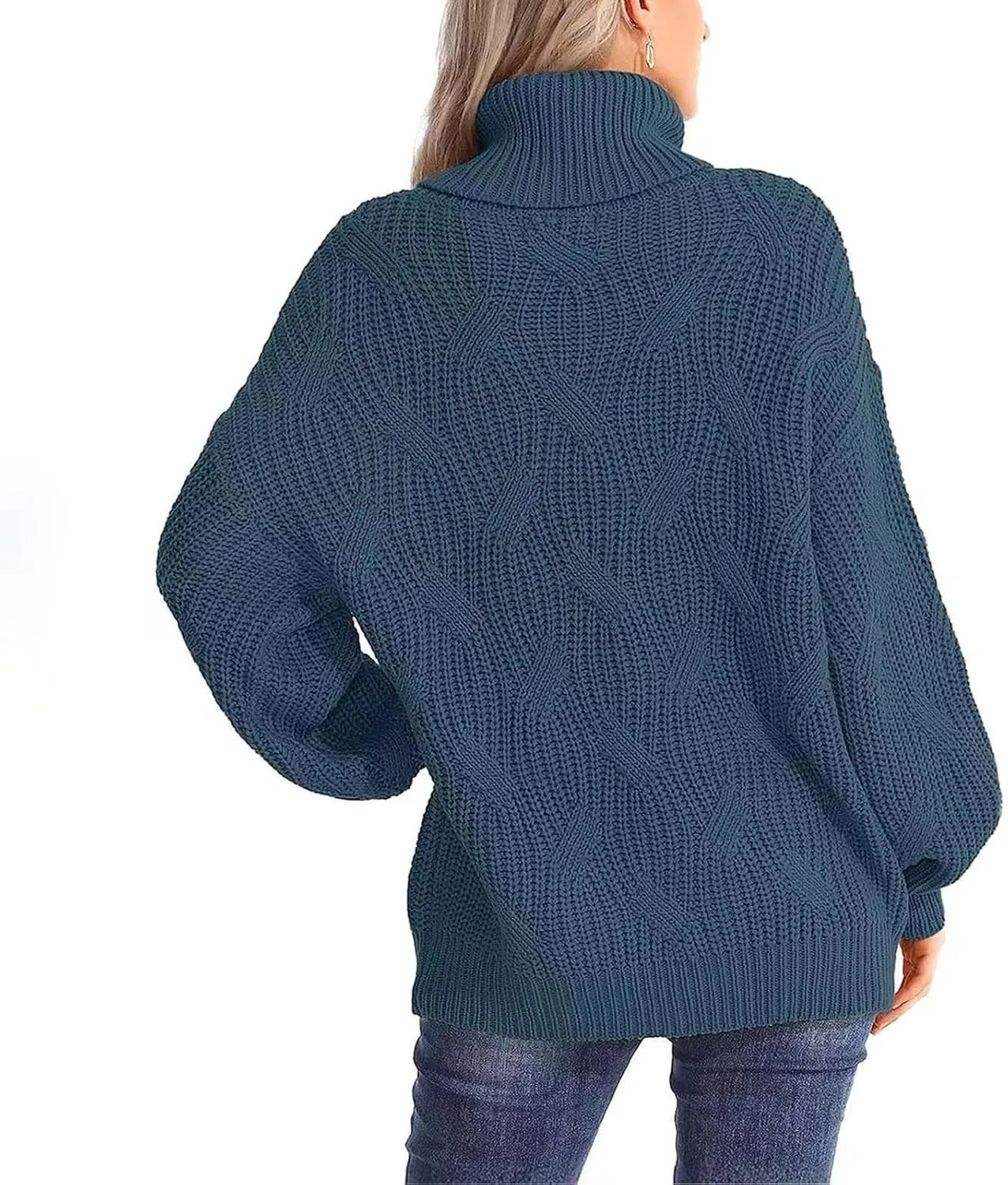 Womens Oversized Turtleneck Sweater Chunky Long Sleeve Ribbed Knit Pullover Jumper Top Fall Winter Warm Outwear