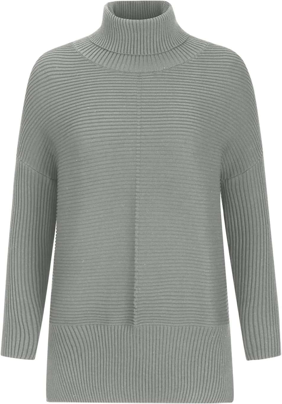 Women's Oversized Turtleneck Sweaters Fall Batwing Sleeve Ribbed Side Split Tunic Sweater Casual Pullover Knit Tops