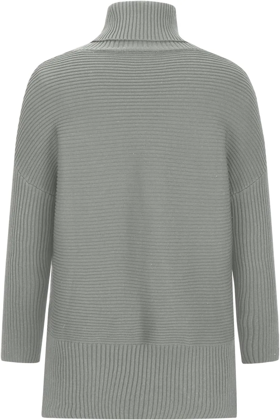 Women's Oversized Turtleneck Sweaters Fall Batwing Sleeve Ribbed Side Split Tunic Sweater Casual Pullover Knit Tops