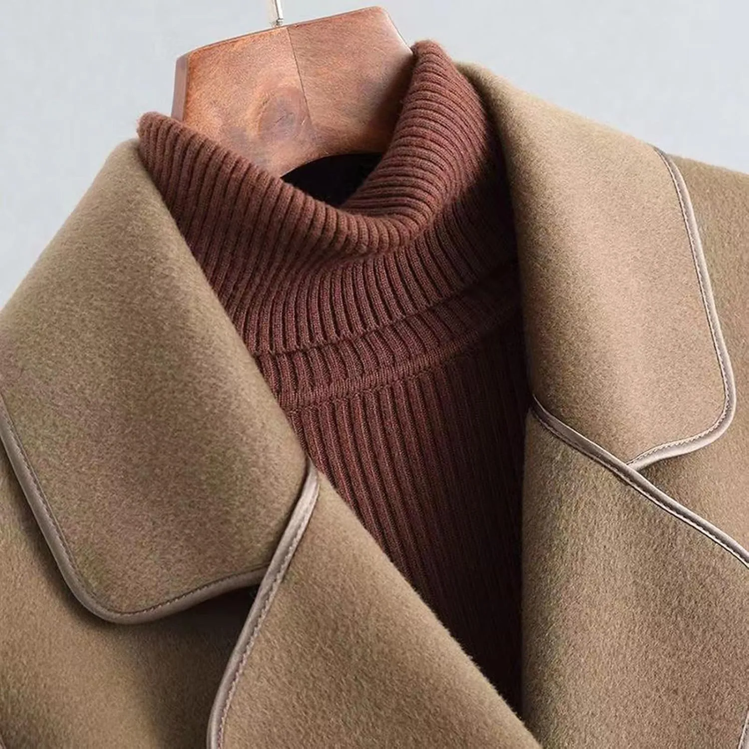 Womens Pea Coat Trendy Open Front Trench Coats Casual Oversized Notched Lapel Overcoat Long Winter Jackets with Belt