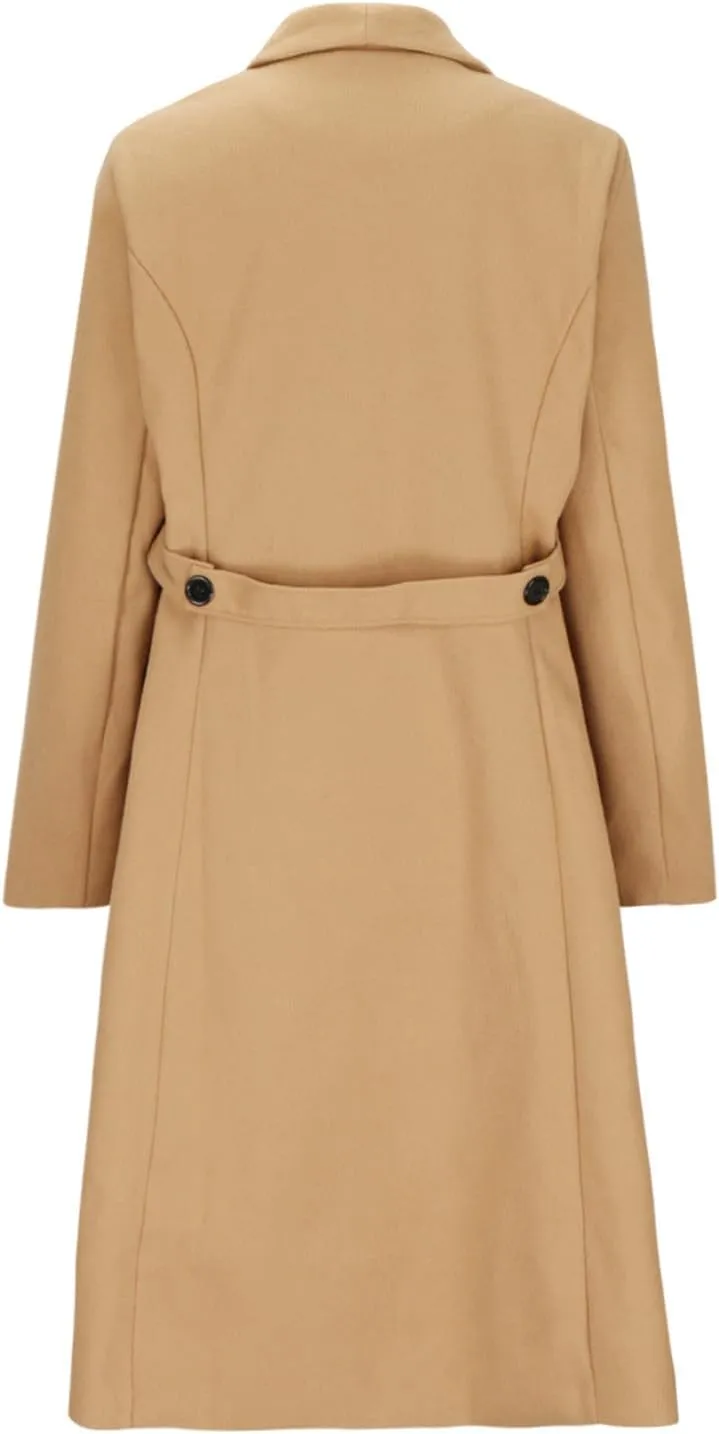 Womens Pea Coats Plus Size Double Breasted Long Wool Coats Open Front Lapel Overcoat Winter Outerwear with Pockets