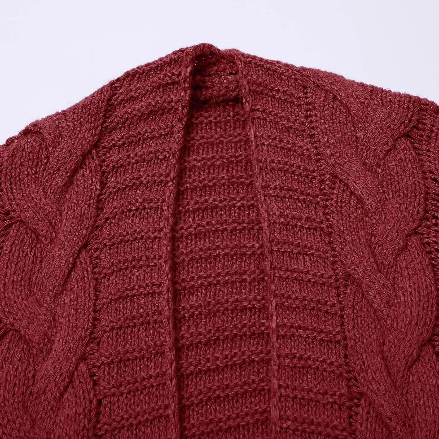 Womens Plain Chunky Open Front Cardigan with Hood Oversized Cable Knit Sweaters Solid Color Long Sweater Coats