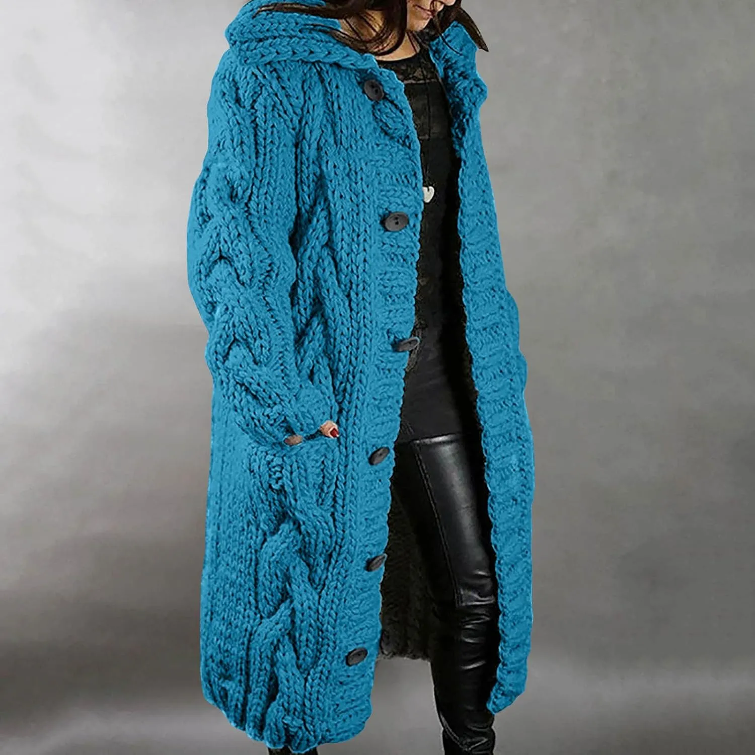 Womens Plus Size Cable Knit Sweaters Cardigans Fall Open Front Cardigan Sweaters Outerwear Chunky Cardigan Long Coat