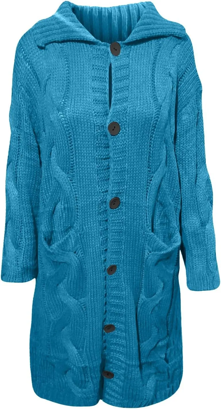 Womens Plus Size Cable Knit Sweaters Cardigans Fall Open Front Cardigan Sweaters Outerwear Chunky Cardigan Long Coat