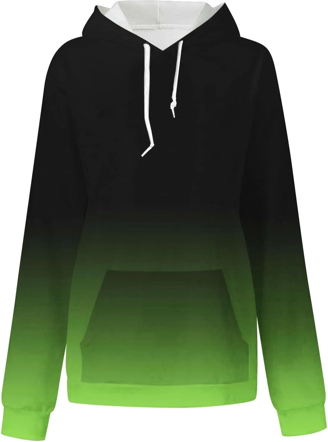Womens Pullover Hoodie Gradient Color Long Sleeve Loose Sweatshirt with Drawstring Hood Fall Lightweight Sport Hoodie