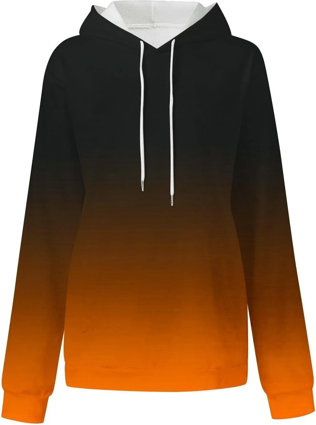 Womens Pullover Hoodie Gradient Color Long Sleeve Loose Sweatshirt with Drawstring Hood Fall Lightweight Sport Hoodie