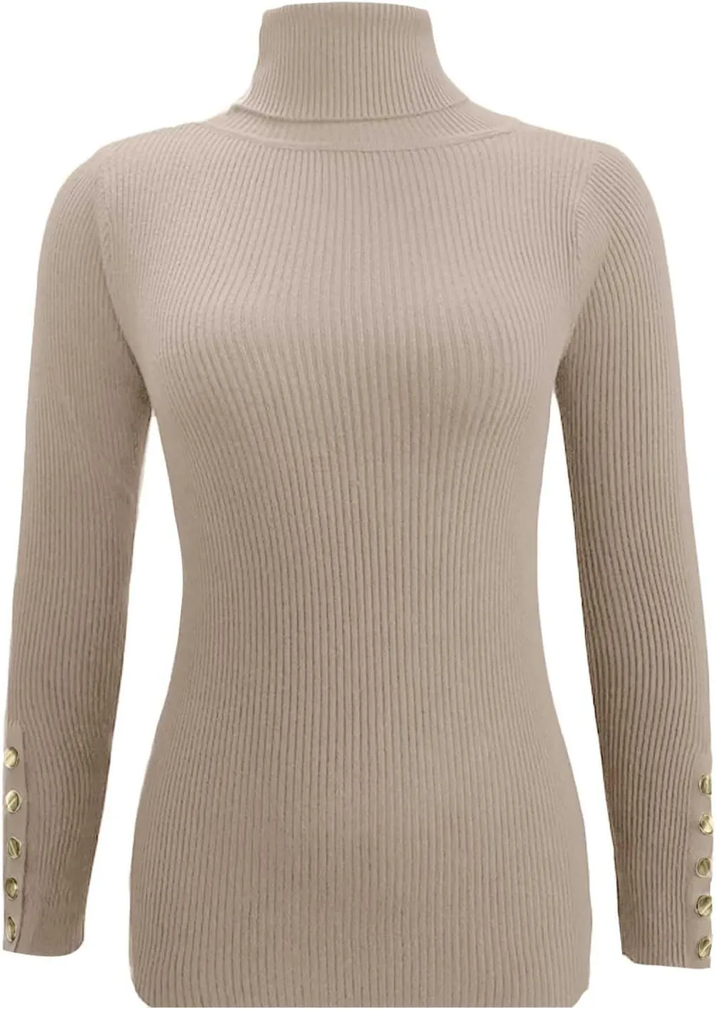 Womens Pullover Sweaters Casual Turtleneck Long Sleeve Shirts Warm Soft Slim Knit Sweater