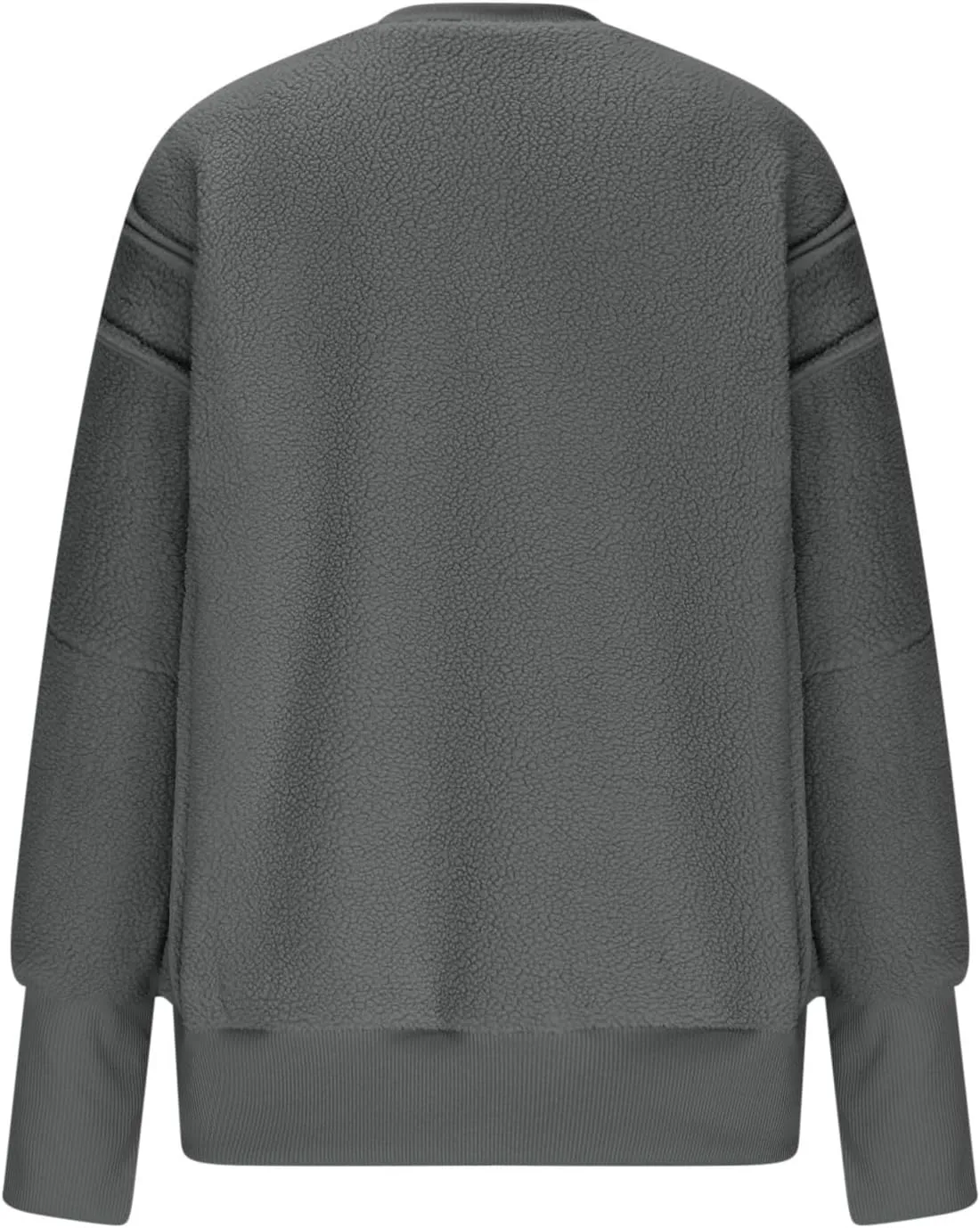 Women's Sherpa Fleece Oversized Sweatshirts Drop Shoulder Long Sleeve Hoodies Crewneck Warm Fuzzy Sweatshirt