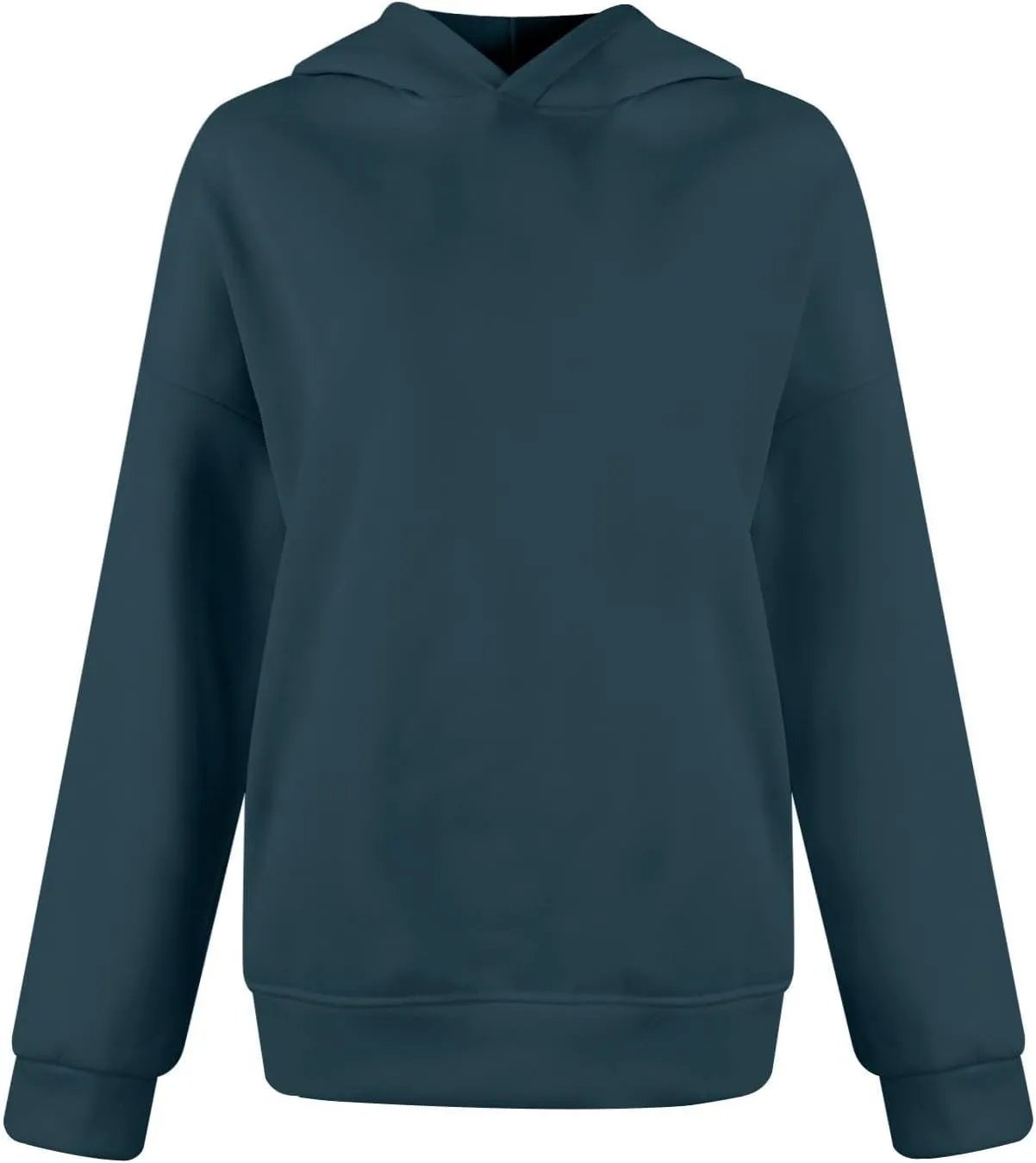 Womens Solid Hoodies Oversized Drop Shoulder Long Sleeve Hooded Streetwear Tops Fall Winter Fleece Thick Sweatshirt
