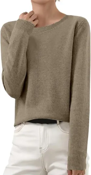 Womens Sweaters Knit Fuzzy Long Sleeve Solid Color Casual Pullover Tops Soft Warm Loose Trendy Winter Sweaters