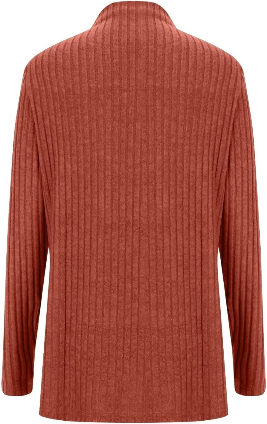Womens Sweaters Side Button Knit Turtleneck Sweater Slim Fit Long Sleeve Tunic Sweaters Tops Trendy Oversized Sweaters