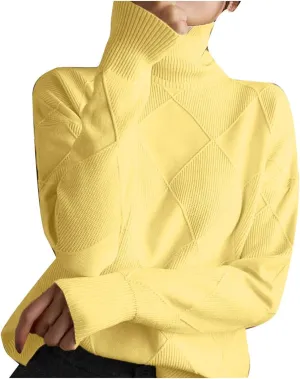 Womens Sweaters Women's Fall Sweaters Soft Sweaters for Women Oversized Turtleneck Long Sleeve Knitted Pullover