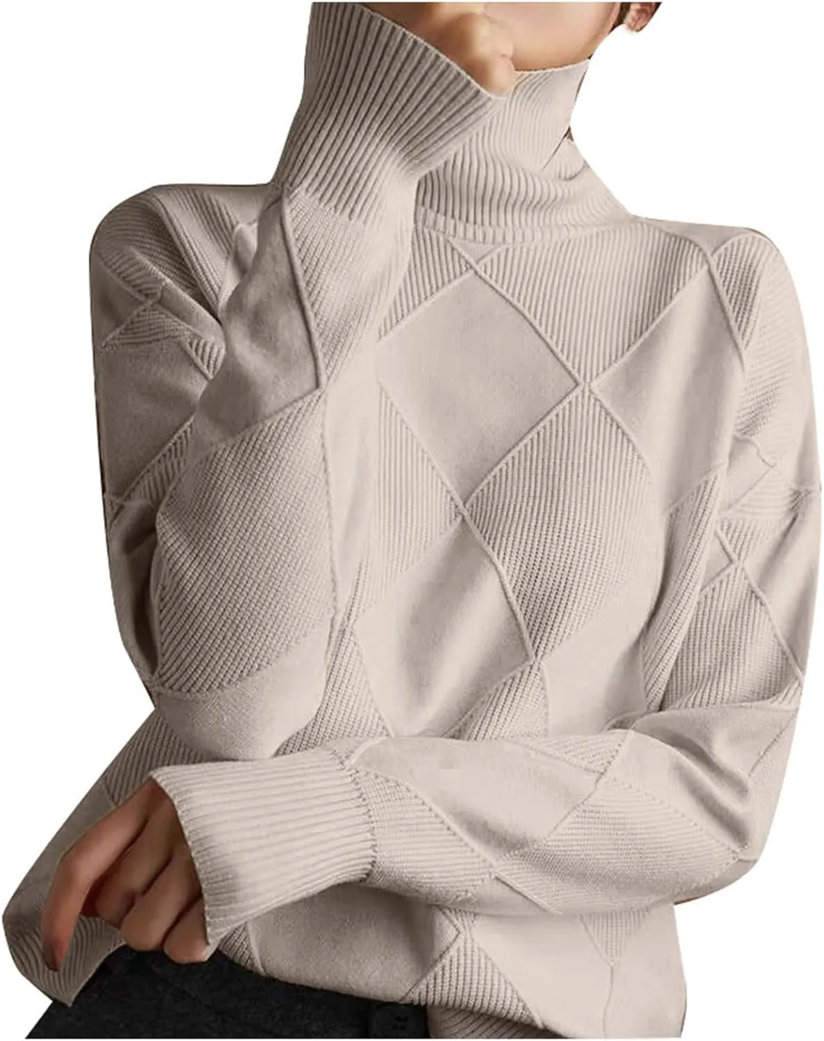 Womens Sweaters Women's Fall Sweaters Soft Sweaters for Women Oversized Turtleneck Long Sleeve Knitted Pullover
